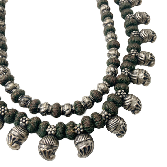 Layered Heritage Necklace (Olive green)