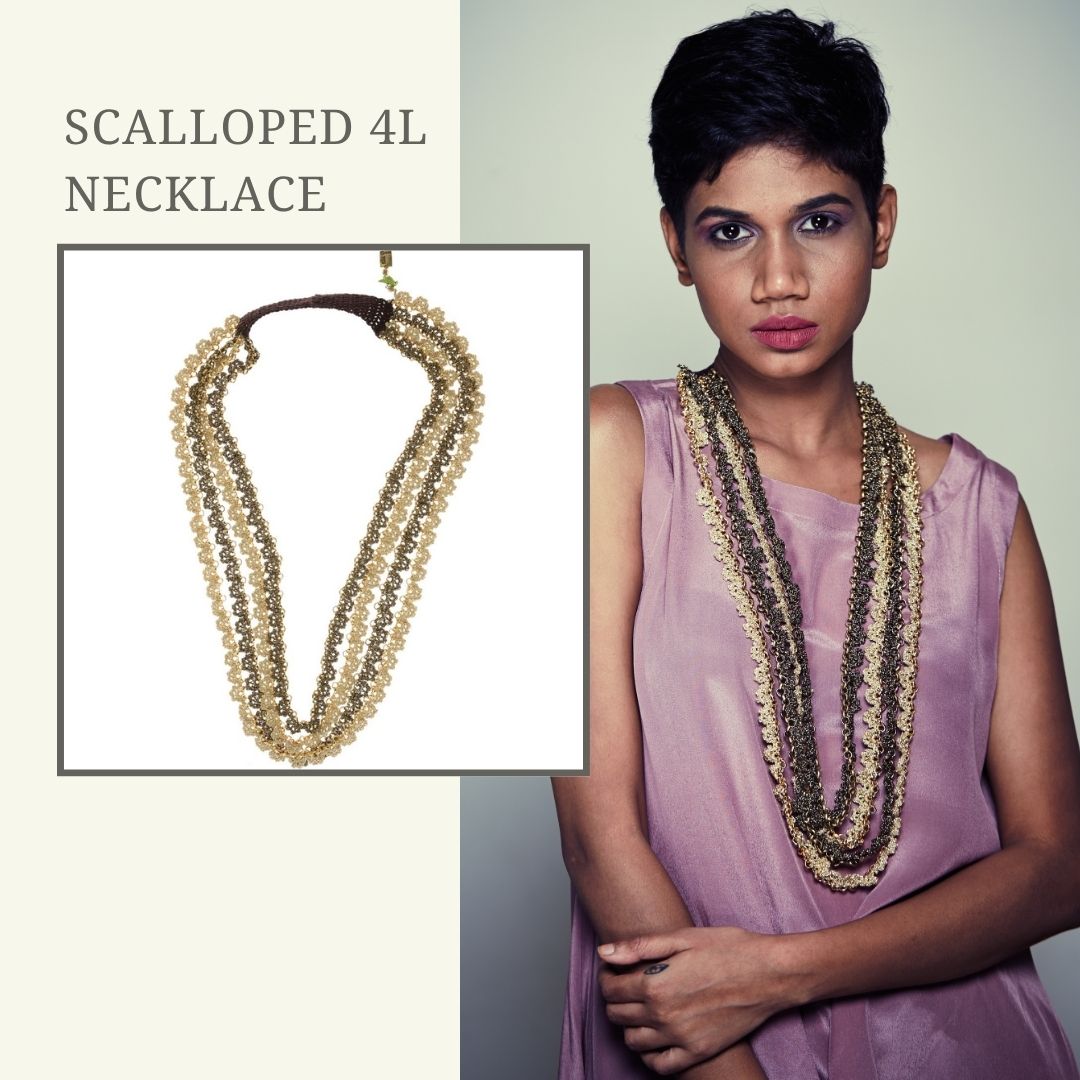 Scalloped Gold Antique 4l Necklace