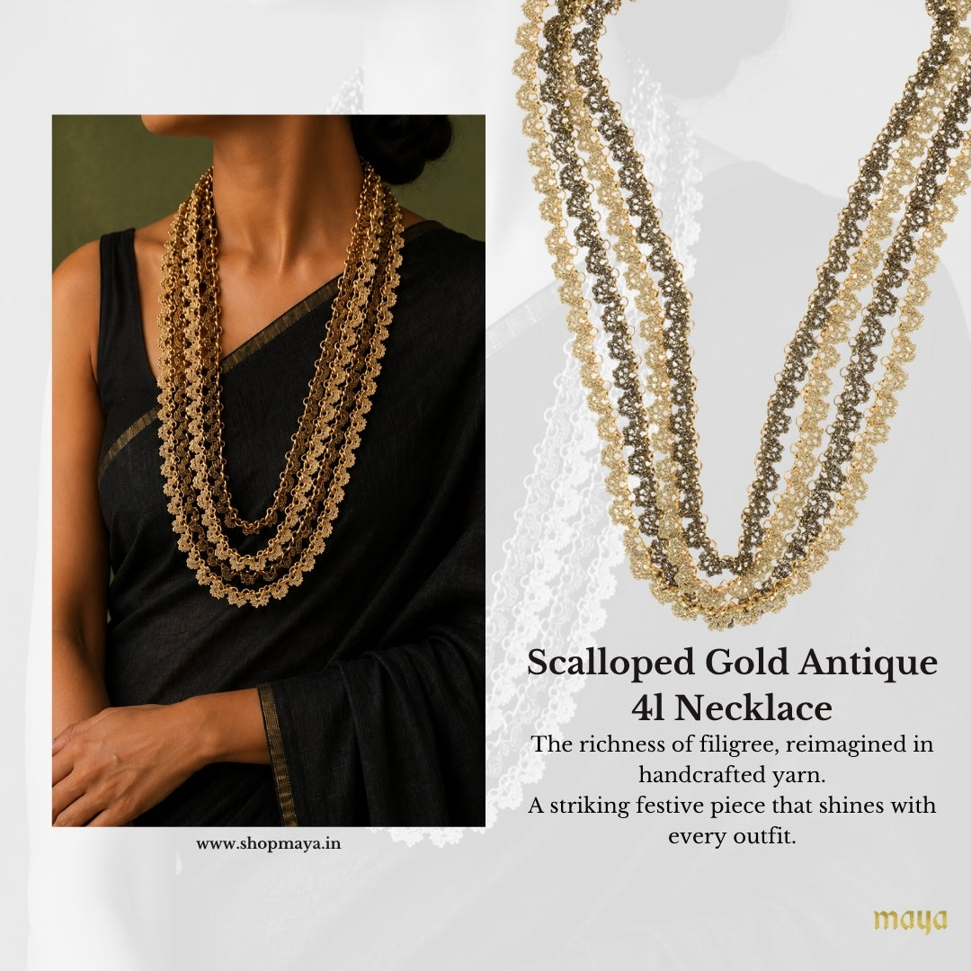 Scalloped Gold Antique 4l Necklace