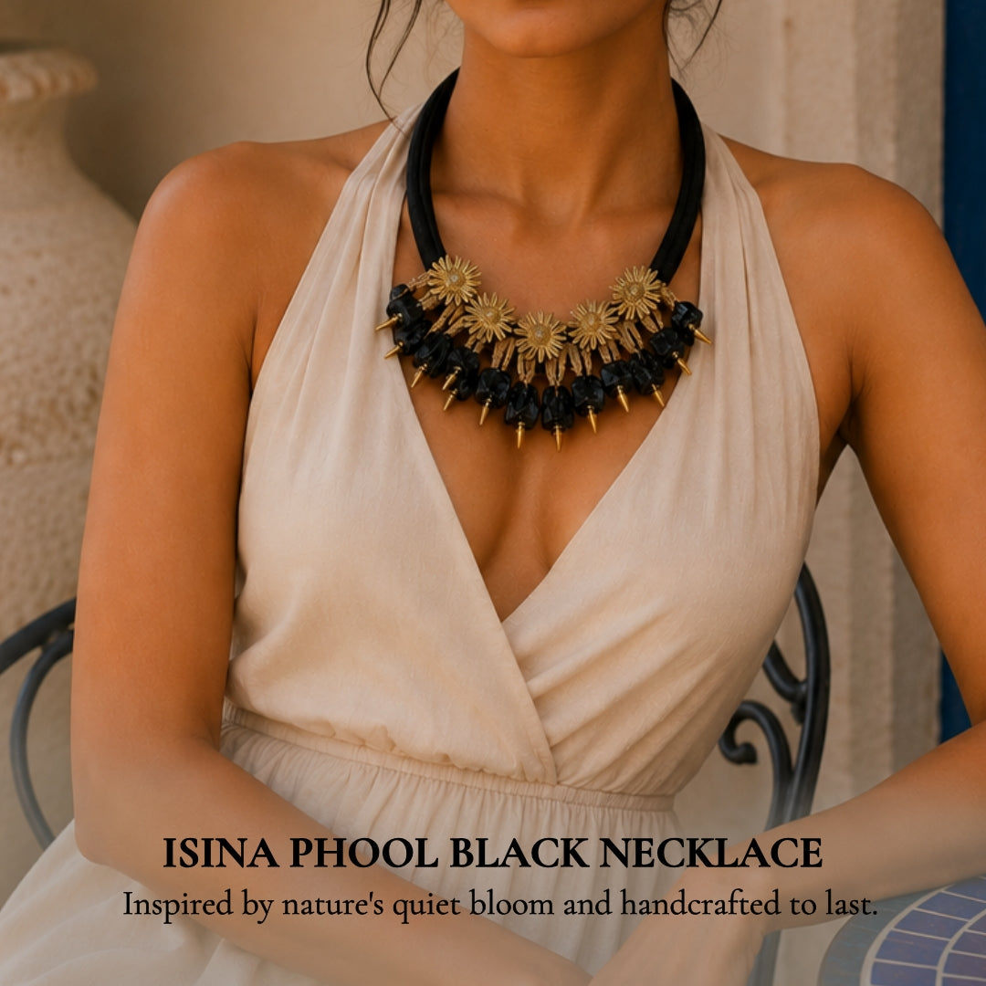 Isina Phool Black Necklace