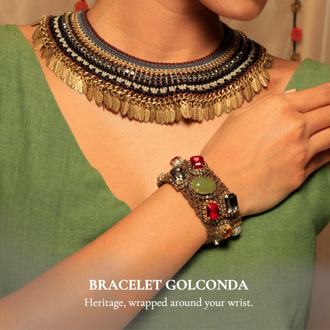 Bracelet Golconda Crochet with Rhinestone