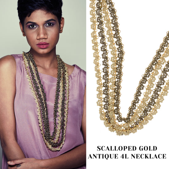 Scalloped Gold Antique 4l Necklace