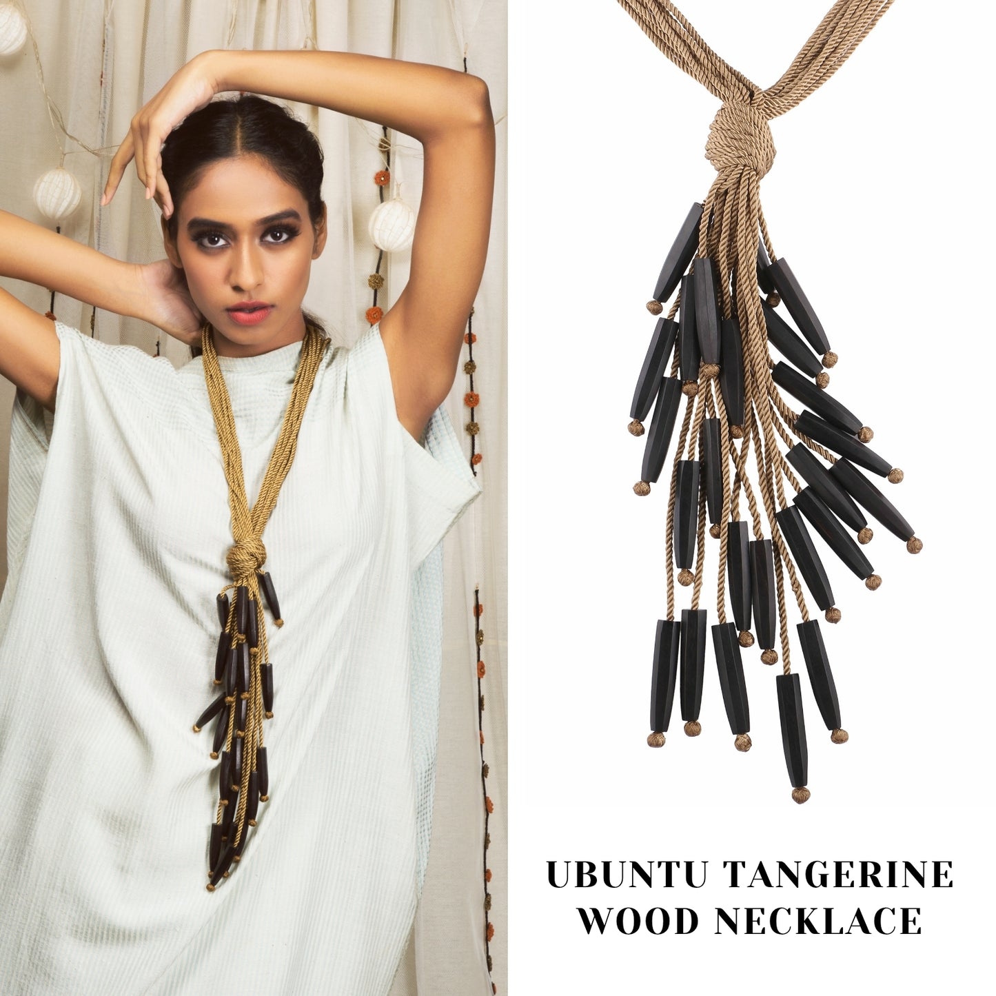 Ubuntu Tangerine Wood Necklace