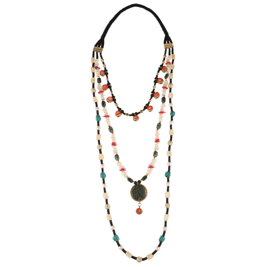 Load image into Gallery viewer, Hazrat semi-precious stone long layered Necklace
