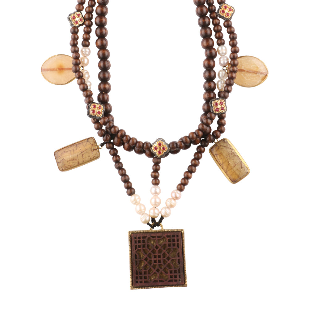 Zinat baroque pearl & semi-precious stone matinee necklace