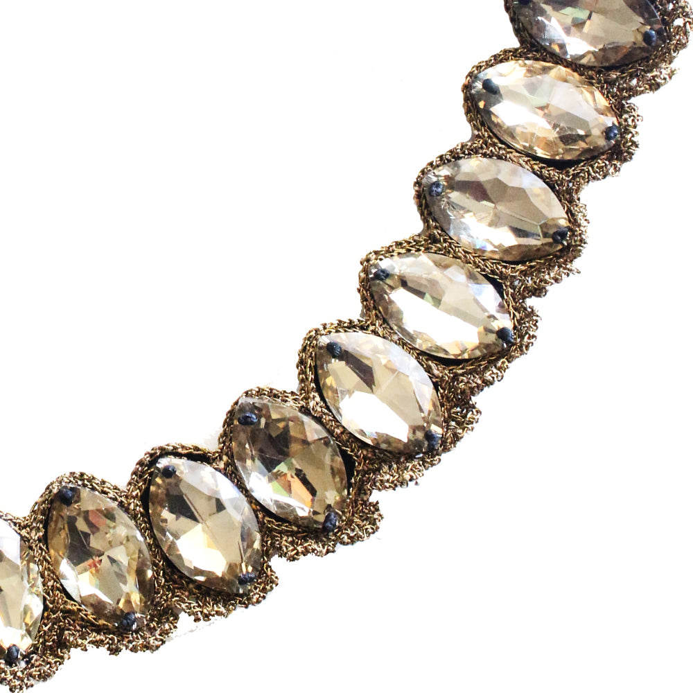 Golconda rhinestone & gold yarn choker Necklace