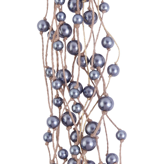 Load image into Gallery viewer, Venus Noir Sml Faux Pearls &amp;amp; Jute Midnight Layered Necklace
