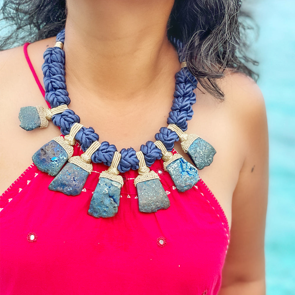 Pyrite Knotted Silk Choker