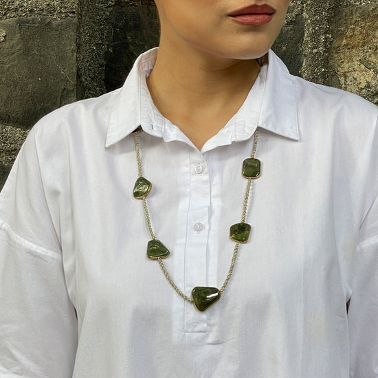 Load image into Gallery viewer, Vasonite and Silk Long Necklace
