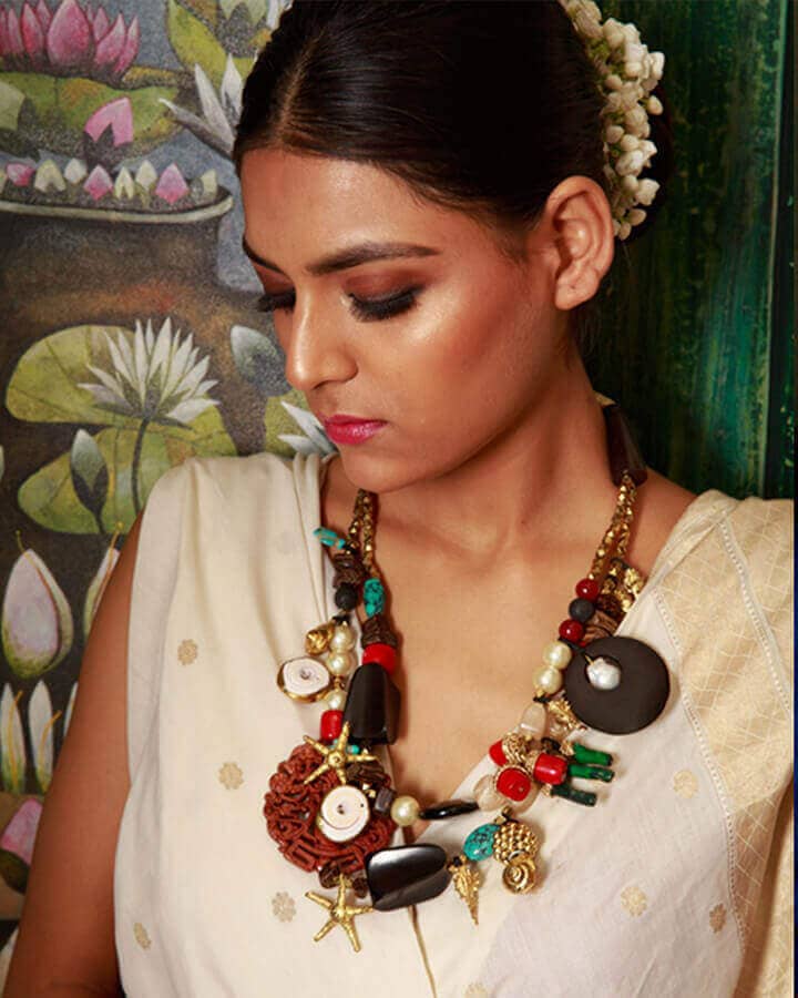 Jahanara multimedia statement matinee necklace